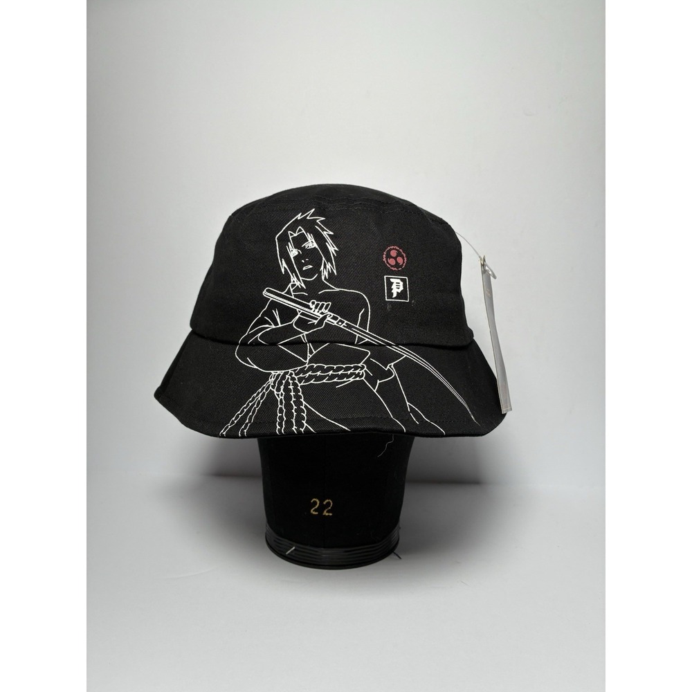 NEW Primitive x Naruto Shippuden Sasuke Bucket Hat Black Anime Sasuke Uchiha